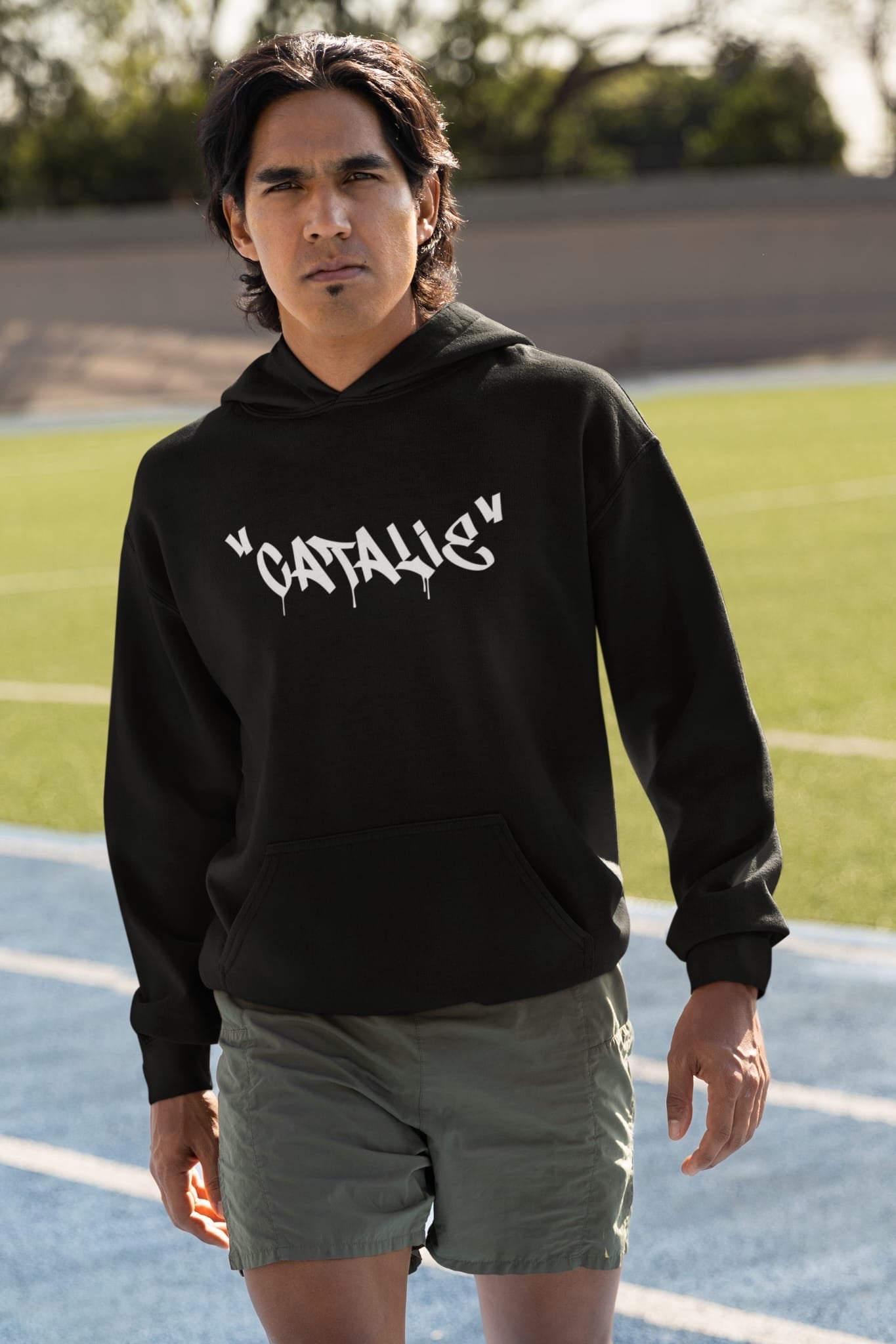 Herren Klassischer Schwarzer Catalie Kapuzenpullover