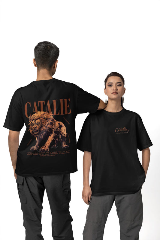 Catalie Klassisches schwarzes schulterfreies T-Shirt für Damen und Herren