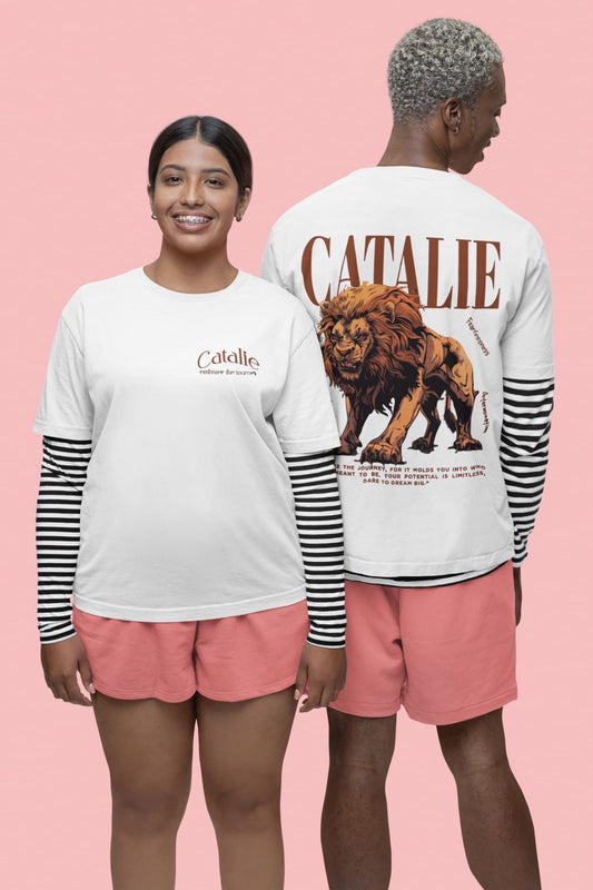 Catalie Klassisches weißes T-Shirt mit bedeckten Schultern für Damen und Herren