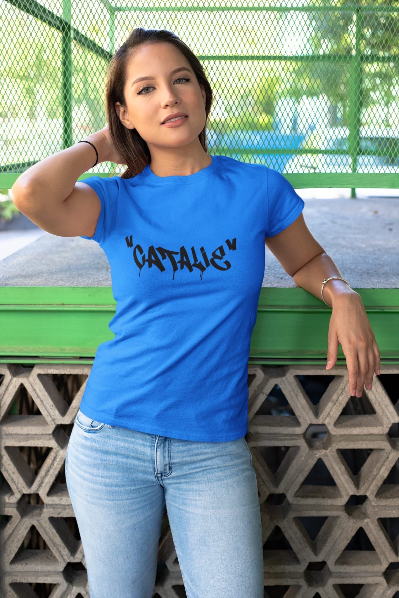 Catalie Klassisches Damen-T-Shirt, Blau